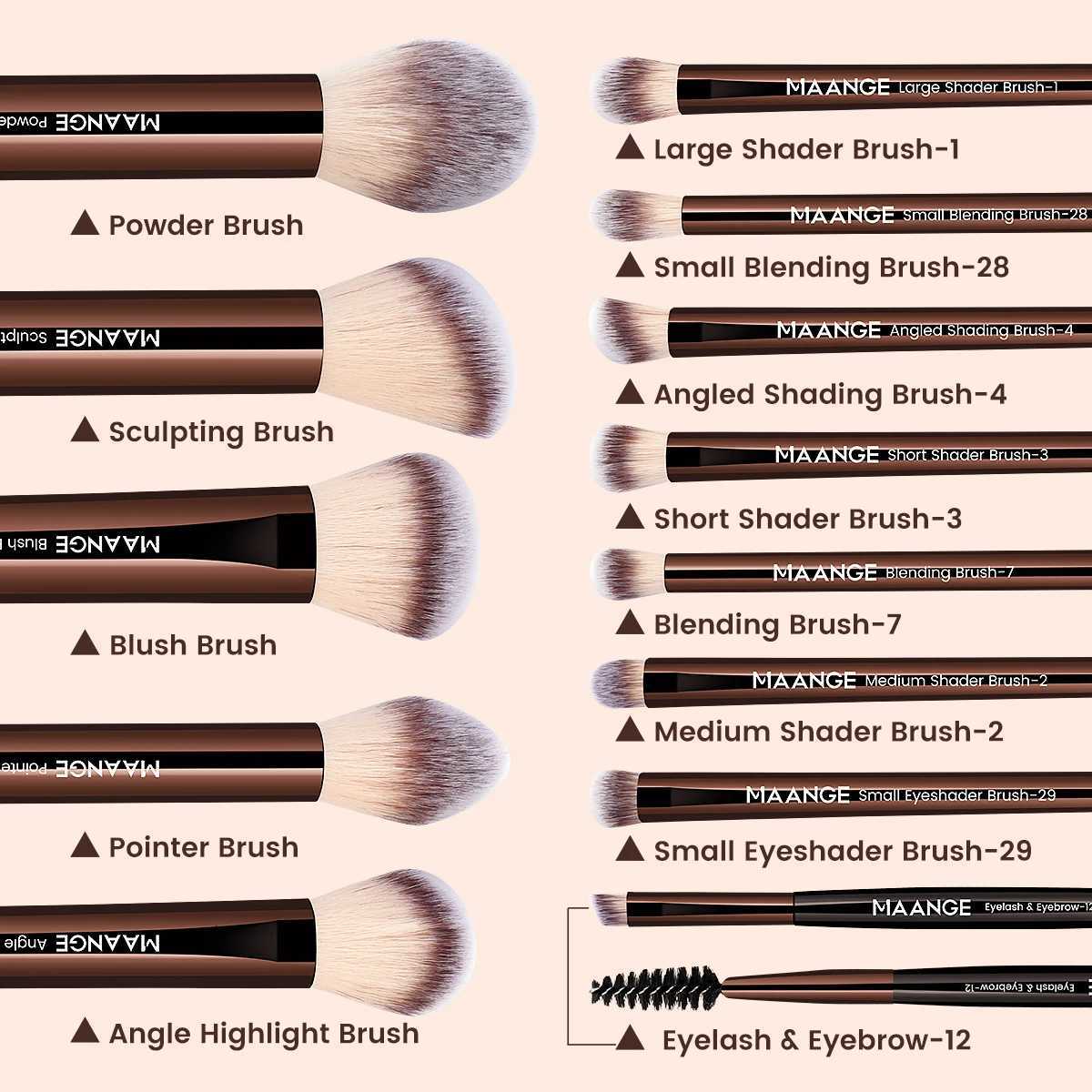 13PCS Makeup Brush Set Foundation Concealer Powder Eyeshadow Blush Brush Kabuki Blending Cosmetic Beauty Tool for Face XJ2500716