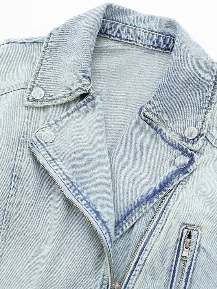 Nlzgmsj 2025 Autumn Winter Denim Coat Lapel Long Sleeve Short Jackets Lady Chic Loose Streetwear Women Jacket