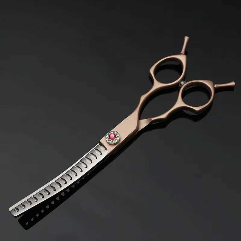 7 Inch Dog Curved Chunkers Shears Curved Thinning Scissors Stainless Steel Dog Grooming Scissors Special Designed for Pets W250716