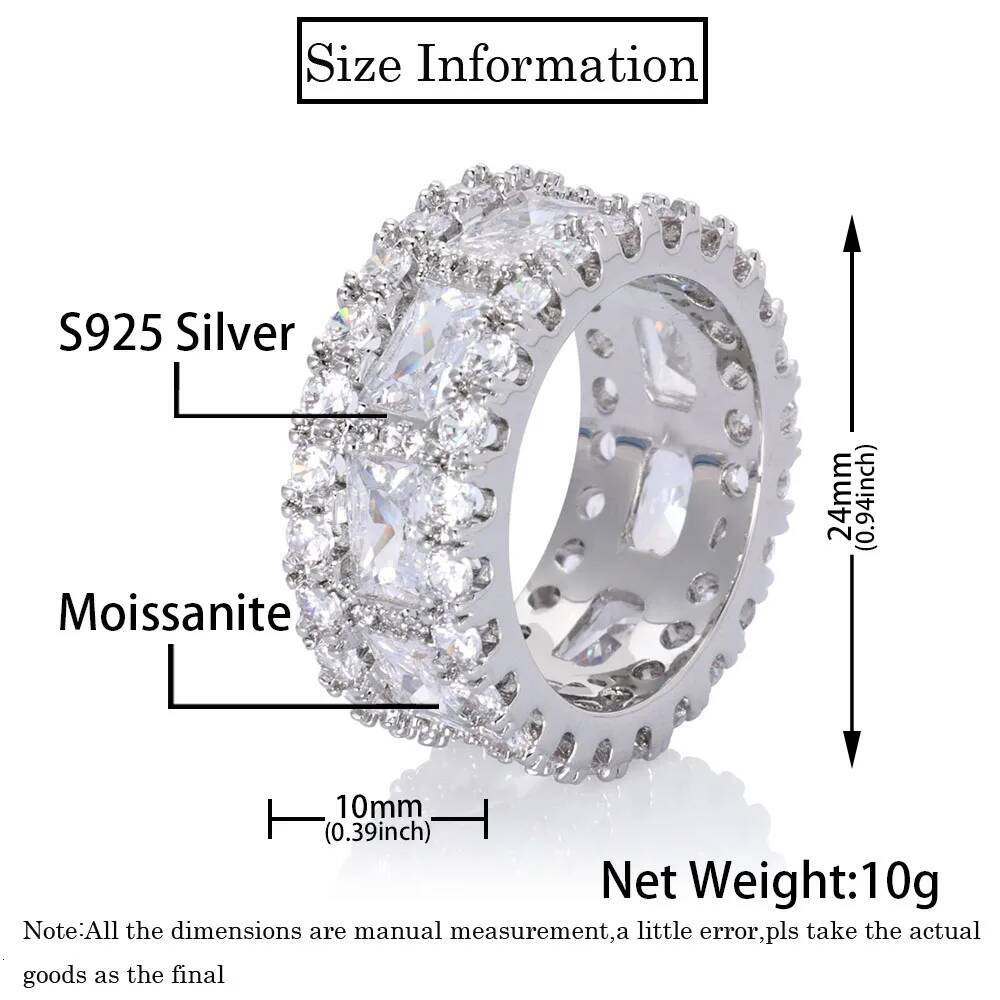 Hip Hop Jewelry Luxury Chilled Ring 925 Silver Unisex All Set Sparkling Cross VVS Diamond Wedding Engagement Ring