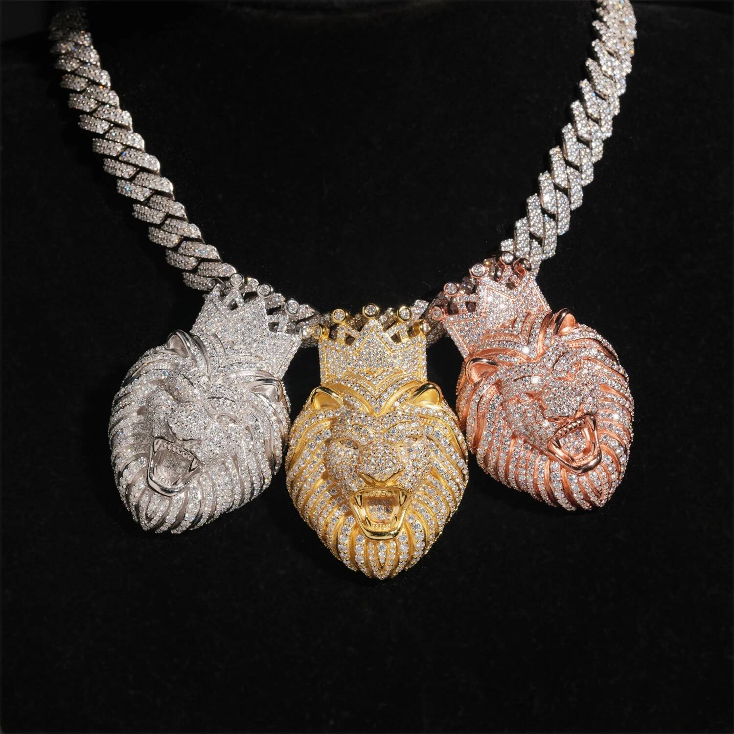 Large Lion Head Pendant 925 Silver Inlaid D Color Moissanite Hip Hop Jewelry With Certificate