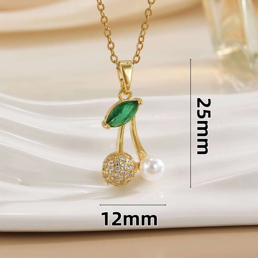 Necklace For Women Summer New Cherry Choker Niche Design Fashion Japanese And Korean Style Elegant Titanium Steel Collarbone Chain 5Fc