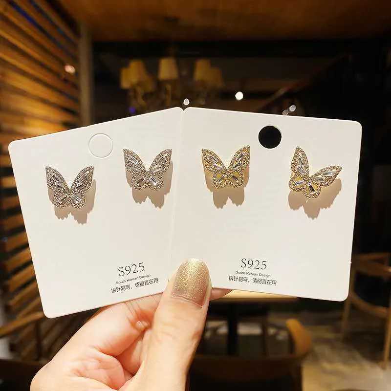 2021 Korean New Fashion Butterfly Earrings for Women Punk Rhinestone Style Cute Girl Zircon Stud Earrings Kpop Jewelry y250715