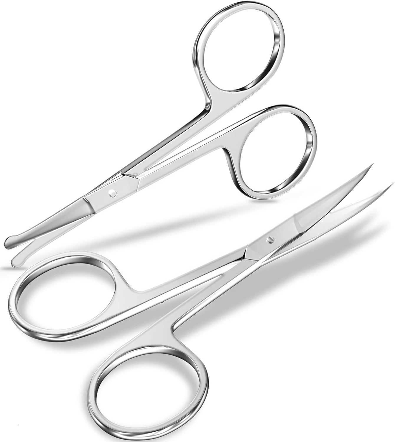 Care Eyebrow Scissors Curved rounded stainless steel scissors for grooming mustache beard eyelashes ear hair. Perfect W250716