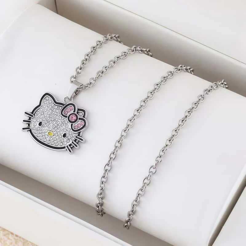 Sanrio Hello Kitty Silver Necklace Cartoon Fine Fashion Clavicle Chain Versatile Jewelry Pendant Girls Holiday Gift Wholesale w250716