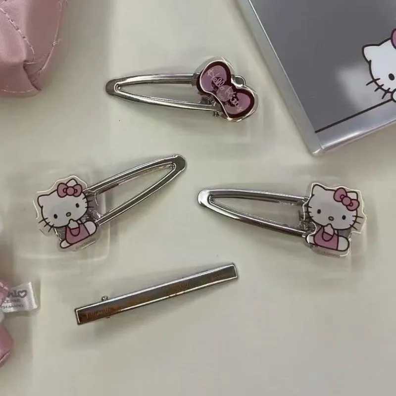 Sanrio 4pcs Cute Korean Cartoon Hello Kitty Seamless Hair Clips with Versatile Side Clips for Hair Accessories w250716