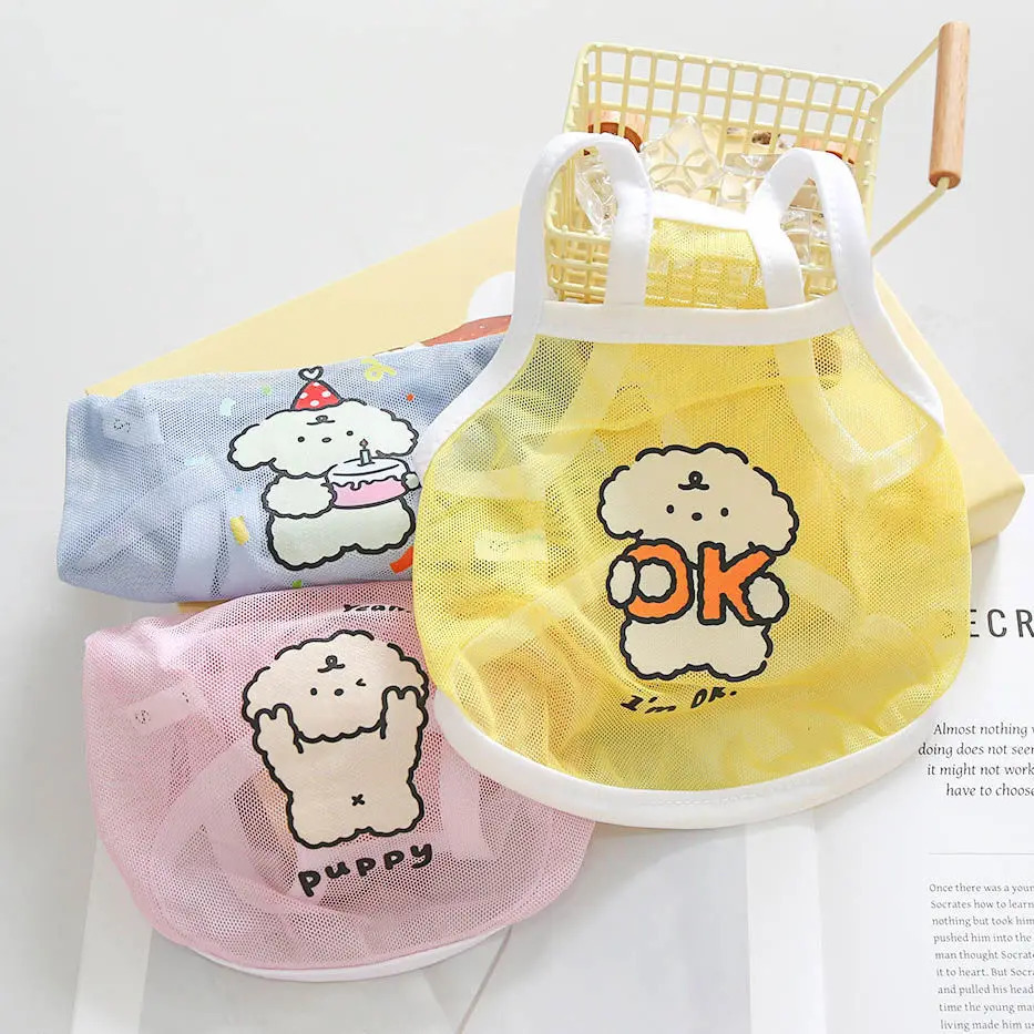 Original Cat and Dog SpringSummer Clothes Thin Cute Small Mesh Tank Top Teddy Bear Bobei Short 250711