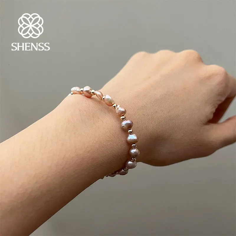 5-6mm Natural Baroque Pearl Bracelet Vintage Fashion Purple White Pink 14-21cm Size 5-6mm 250712