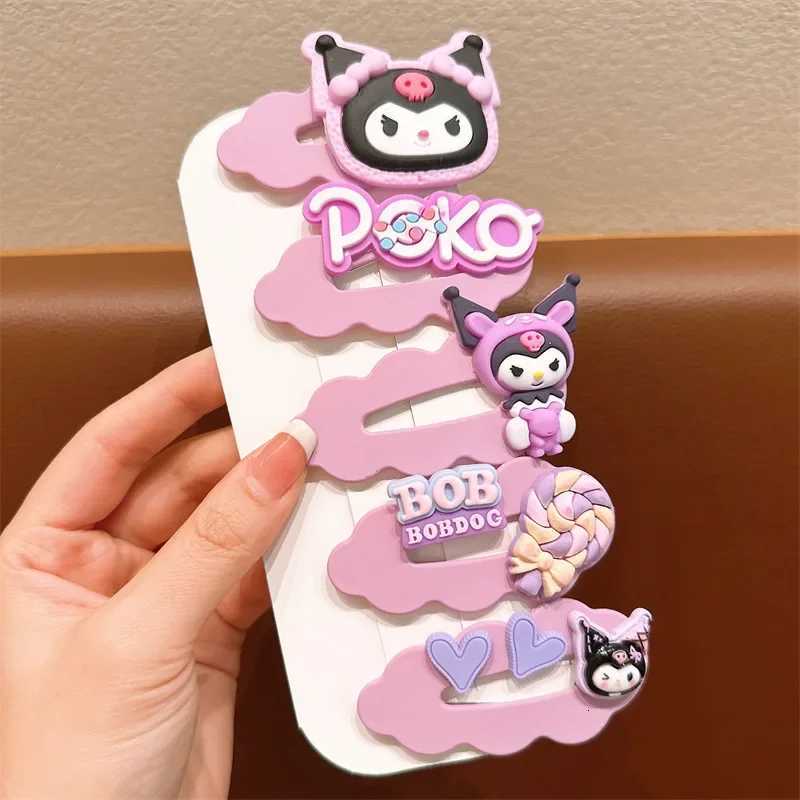 Sanrio 2025 New Sanrio Childrens Hair Clip Cute Kuromi Cartoon Hair Clip Set Sweet Beauty Childrens Cloud Clip Hair Accessoriesw250716