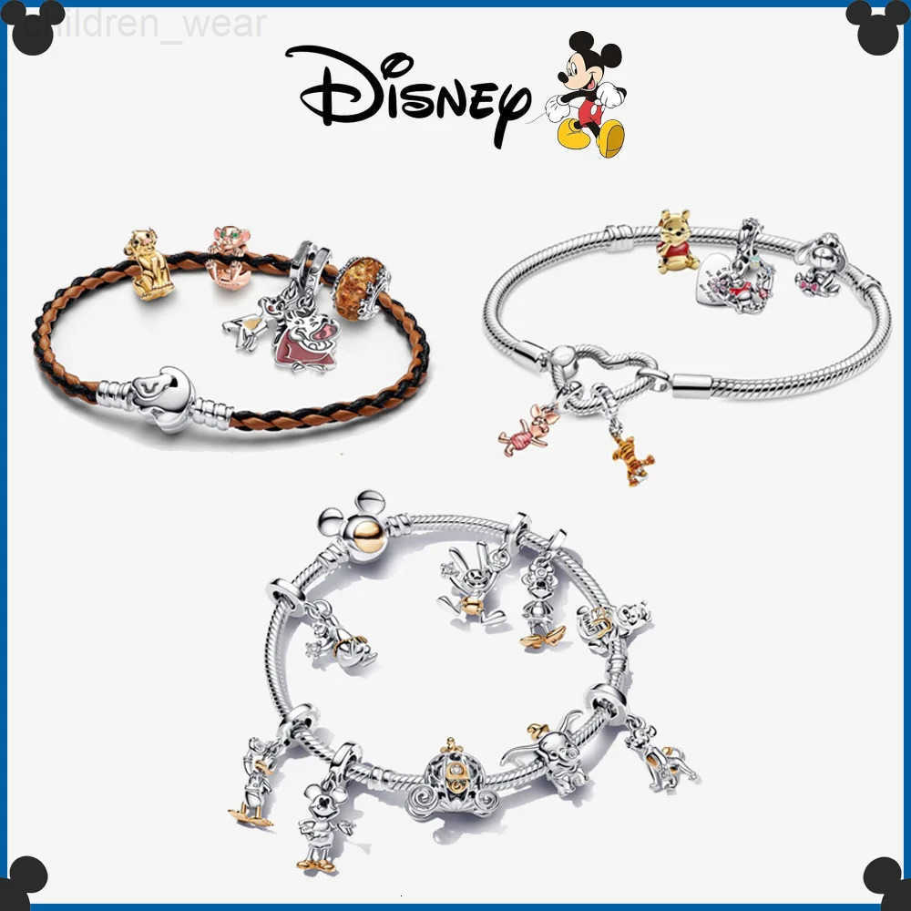 Disney Stitch Mickey Winnie 925 Sterling Silver Dangle Charms Fit Original Bracelet Beads Jewelry DIY Gift W20250716
