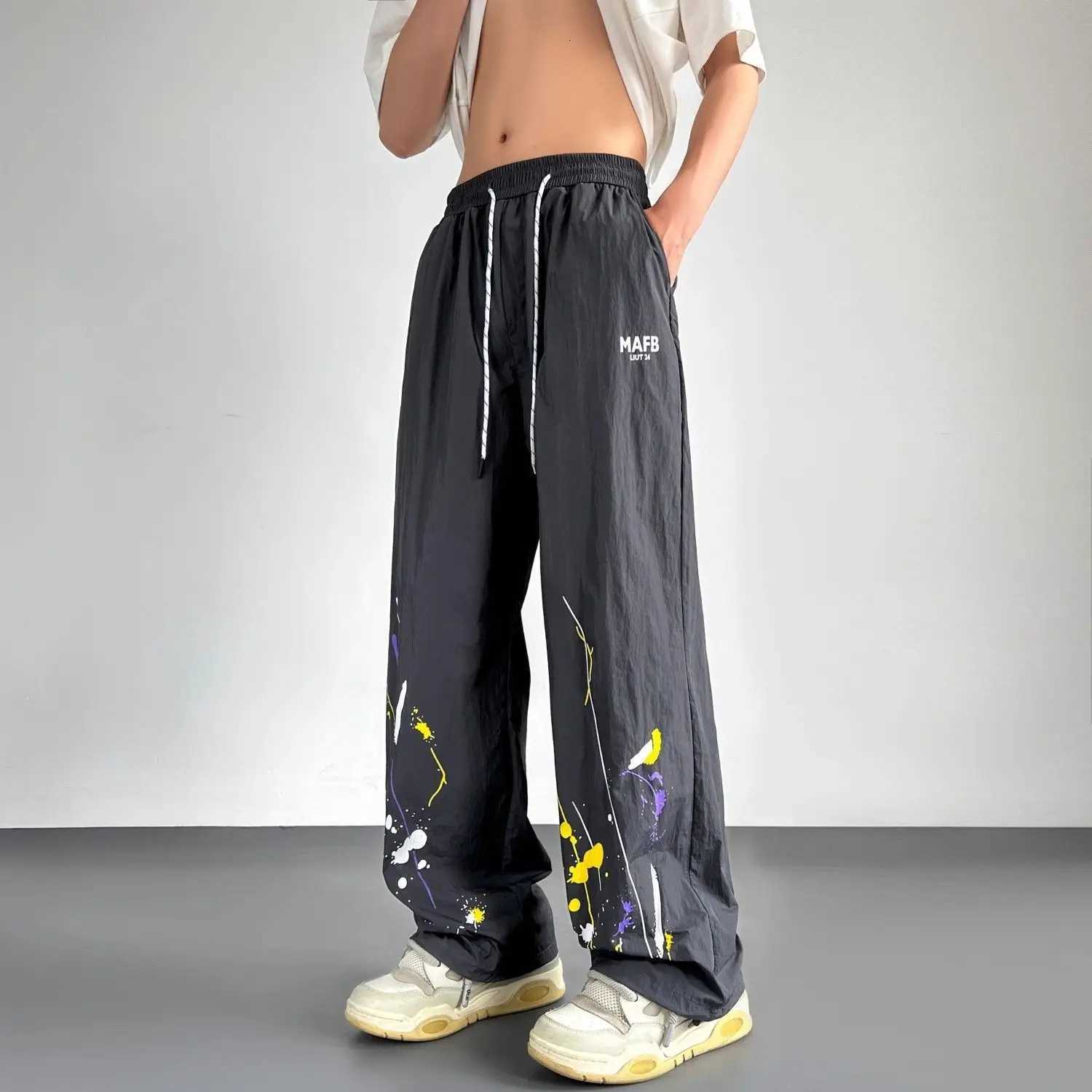 Graffiti Thin Baggy Casual Straight Pants Man Summer Low Price Stylish Original Clothing Vintage Y2k Cheap Long Trousers for Men y250716