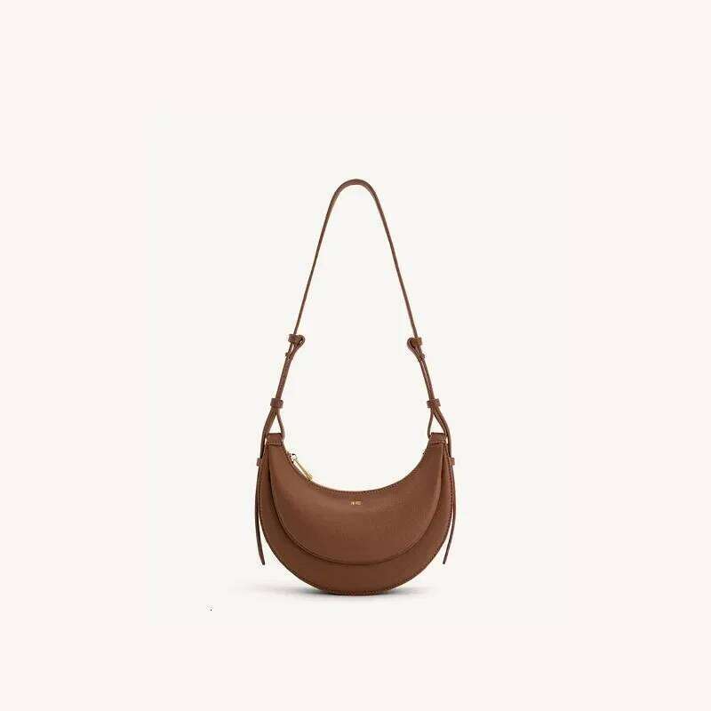 Crescent Niche Design Special-Shaped Semicircular One-Shoulder Armpit Genuine Leather Women's Crossbody Tote Bag