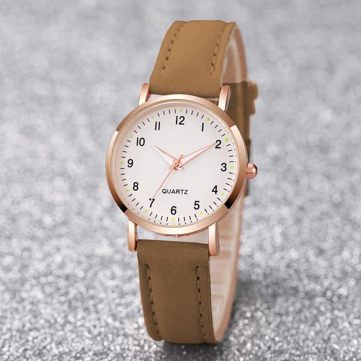 Fashion Wen es Casual Arabic Dial Ladies Leather Band Quartz Watch for Women Girls Clock Gift Y250715