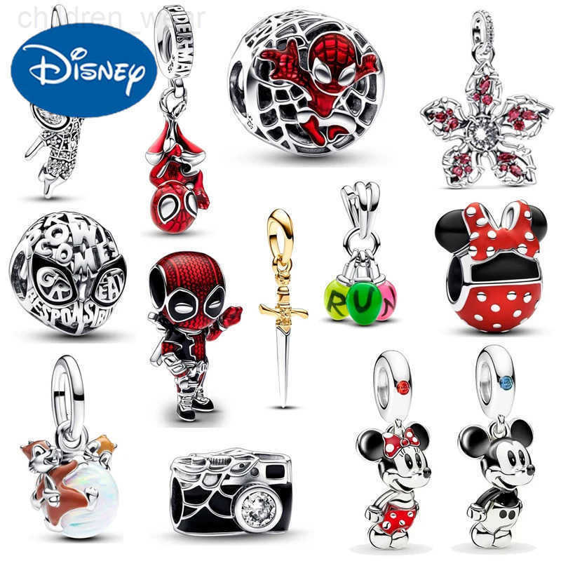 Disney S925 Sterling Silver Spiderman Mickey Minnie Charm Beads Fit Original Pantaro Charm Bracelet Women Jewelry Gift W20250716