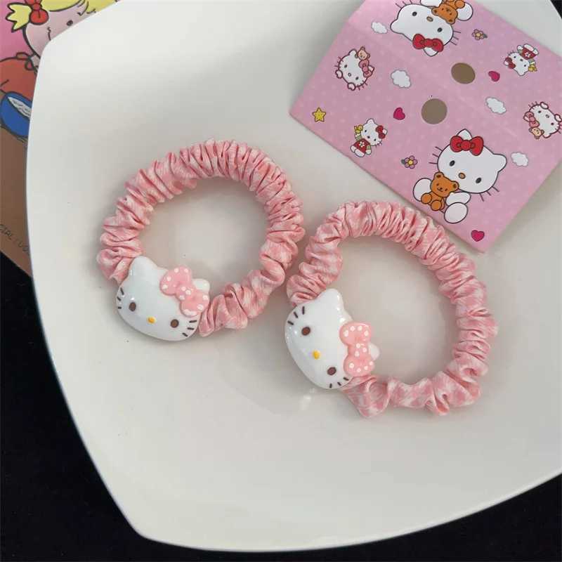 Sanrio 2Pcs Hello Kitty Hair Rope Cute Girl Cartoon Rubber Band Kids Girl Hair Accessories w250716