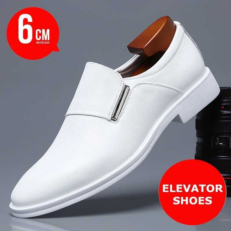 6cm Flat Leather Shoes Lift Loafers Slip-on Business Elevator Dress Shoes Comfortable Driving Height Shoes Mens Shoes Y250715
