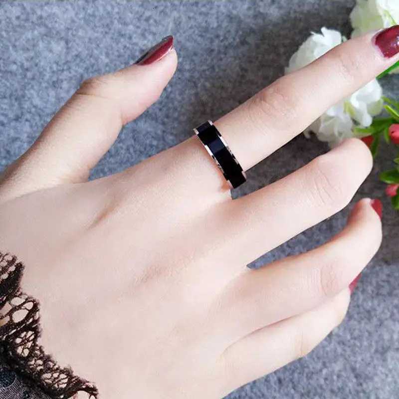 Titanium Steel Ring for Woman Man Custom Engrave Name Wedding Jewelry White And Black Porcelain Ring Wedding Couple Jewerly S250716
