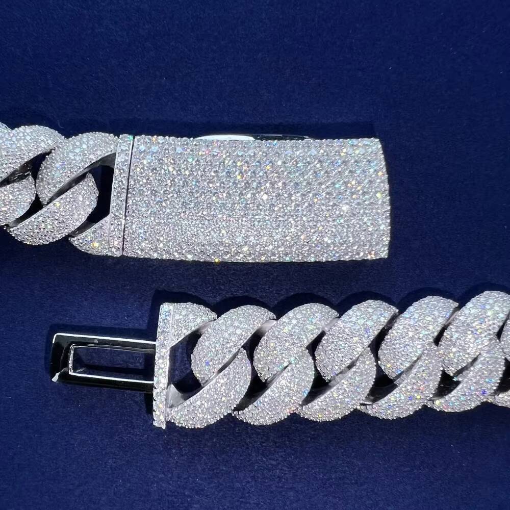 Cuban Link Chain 18mm 20mm Hiphop 925 Silver Iced Out Miami Bold Necklace VVS Moissanite Cuban Chain