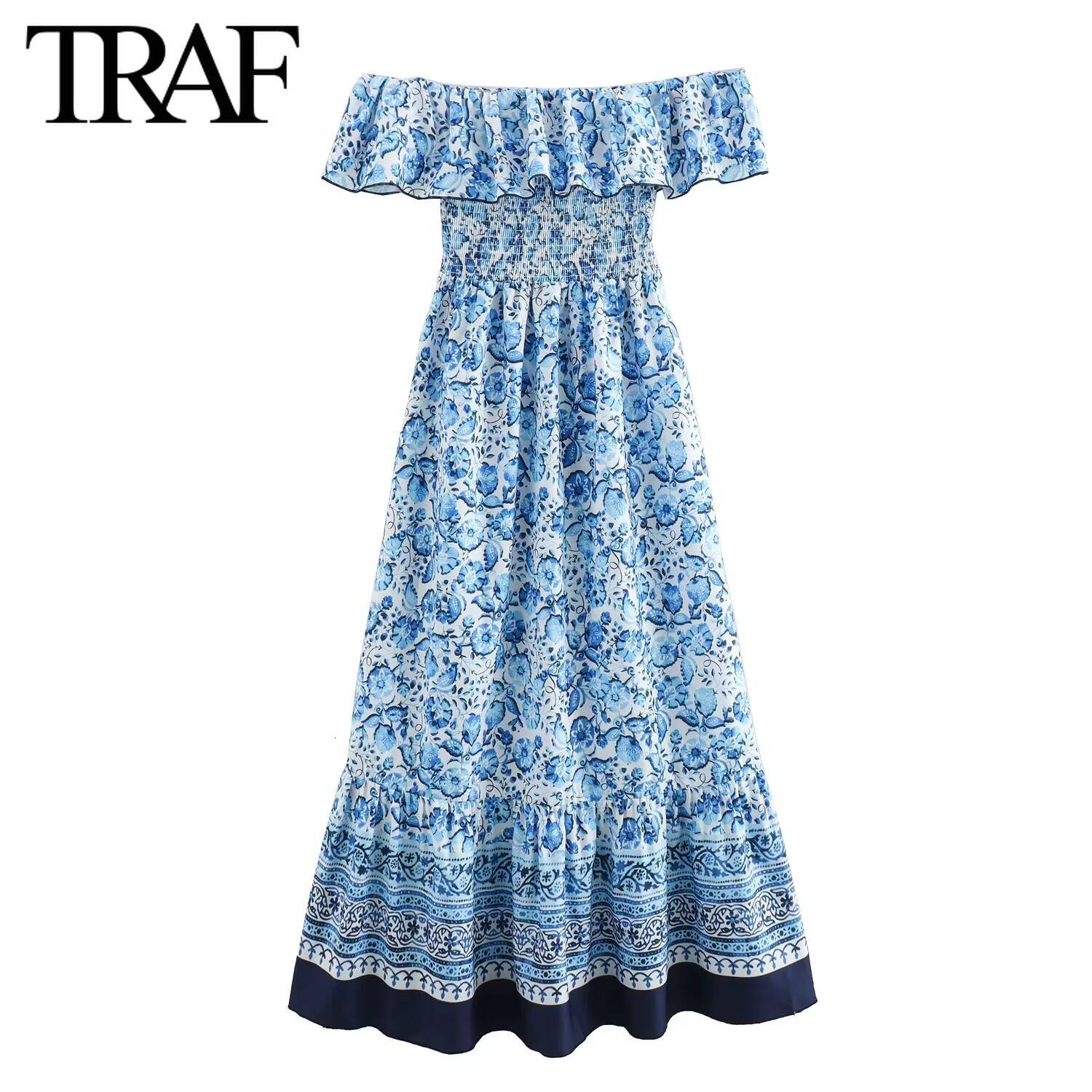 Women Fashion Summer New Off Shoulder Splicing Flower Printed Long Vest Dress Chic Female Elegant Sleeveless Evening dongdumaoyi