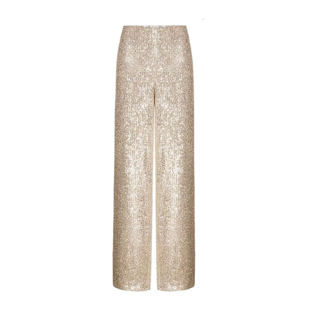Autumn Winter New Ins Y2k Trend American Style Pearlescent Sequin Straight Leg Floor-Length Pants B5