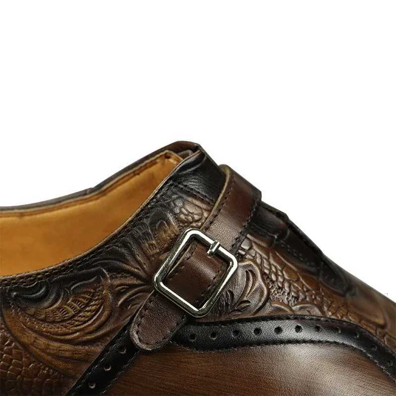 Deluxe Trendy Mens Leather Brogue Shoes Daily Outdoor Casual Shoes Brown Black Print Design Custom Service Drop Shipping W250716