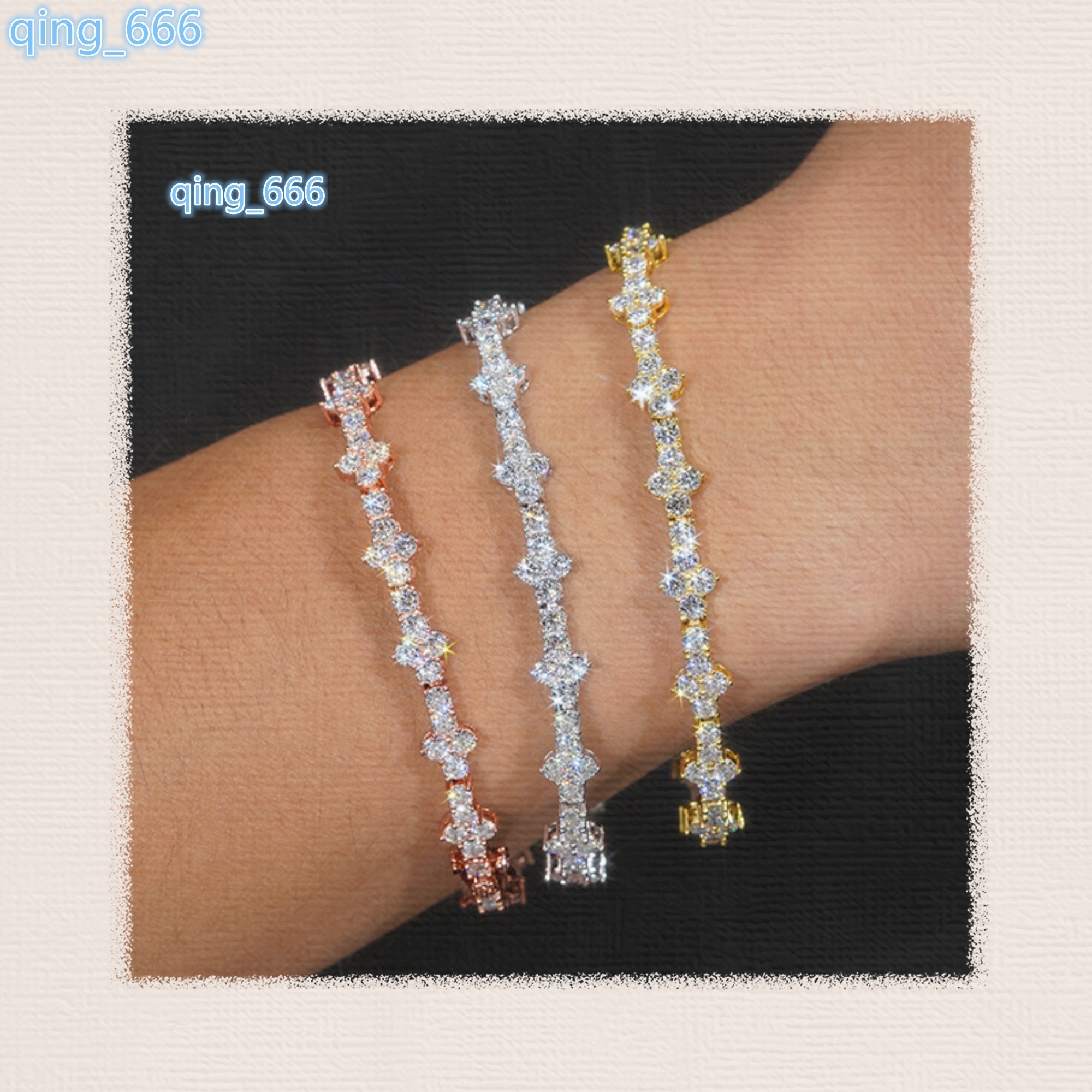 New Arrival 925 Sterling Silver Iced Hip Hop Jewelry VVS Moissanite Diamond Cross Tennis Chain Bracelet for Men and Women