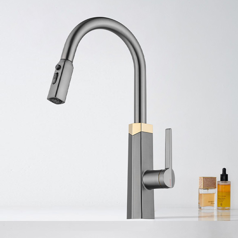 Pull-Out Kitchen Faucet with Hot & Cold Rotating Spout for Sinks