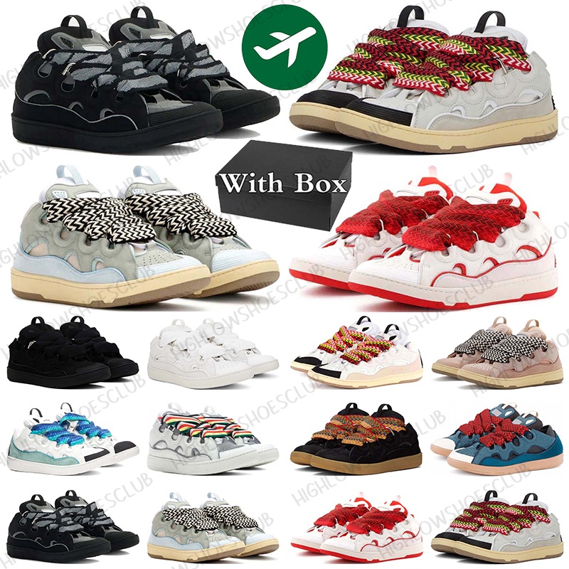 With Box designer lavans curb shoes luxury mens sneakers womens trainers Black White platform rubber sports