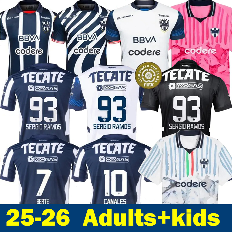 Monterrey soccer jersey 24 25 rayados Fan men kids kit home football shirt 2024 2025 2026 SERGIO RAMOS 93 BERTERAME VAZQUEZ CANALES Liga mx MORENO CORTIZ0 Away 25 26