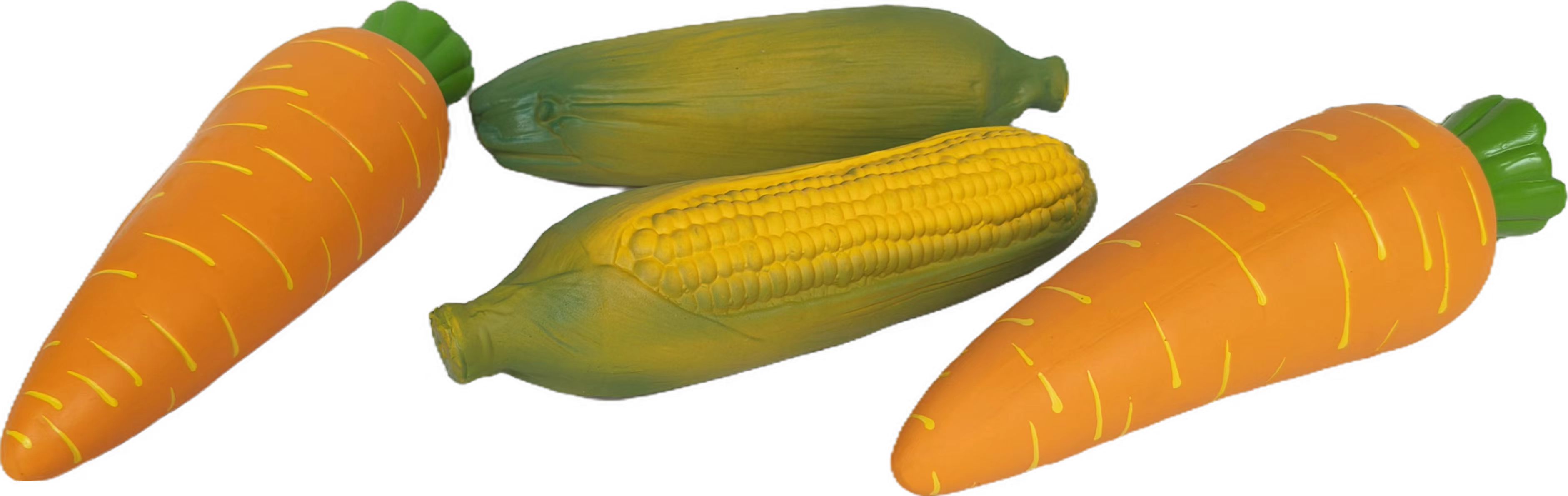 Rubber Soft Squeaky Dog Toy Durable Natural Latex Dog Playtime with Carrot & Corn-shaped vegetable Dog Toys 4pcs/Pack
