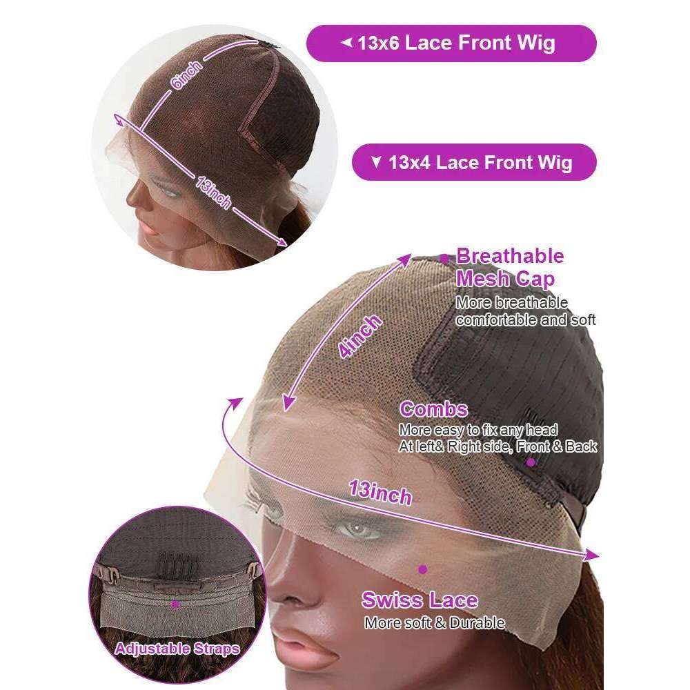 300 Density Chocolate Brown Deep Wave Front Human Hair 40Inch Color Hd Lace Frontal Wig For Women 13x6 Water Curly Wigs