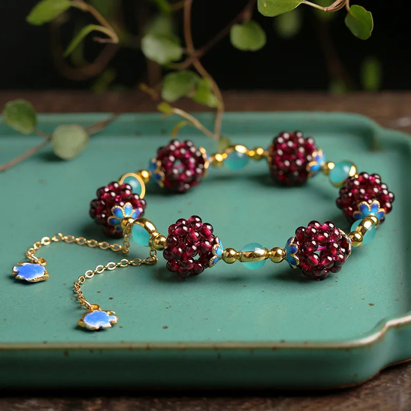 Style Natural Garnet ite Stone 14K Gold Filled Female Bracelet Jewelry For Women Birthday Gifts No Fade 250712