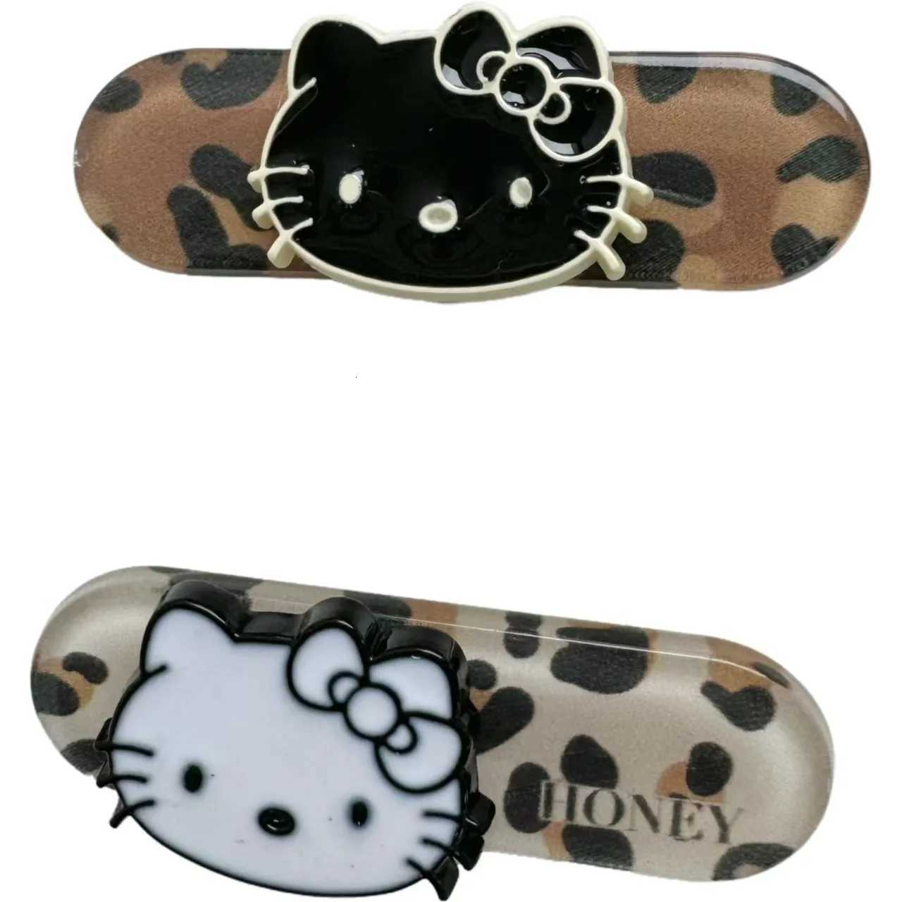 Sanrio 4pcs Sanrio Leopard Pattern Kitty Cat Retro Hairpin Girl Side Clip Hair Accessoriesw250716