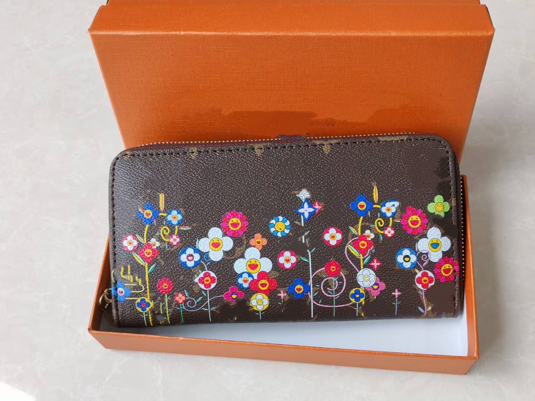 Designer Cherry Blossom Murakami Women Mini Colorful Wallet Credit Card Coin Holder Cosmetic Key Pouch Clutch Rosalie Purse