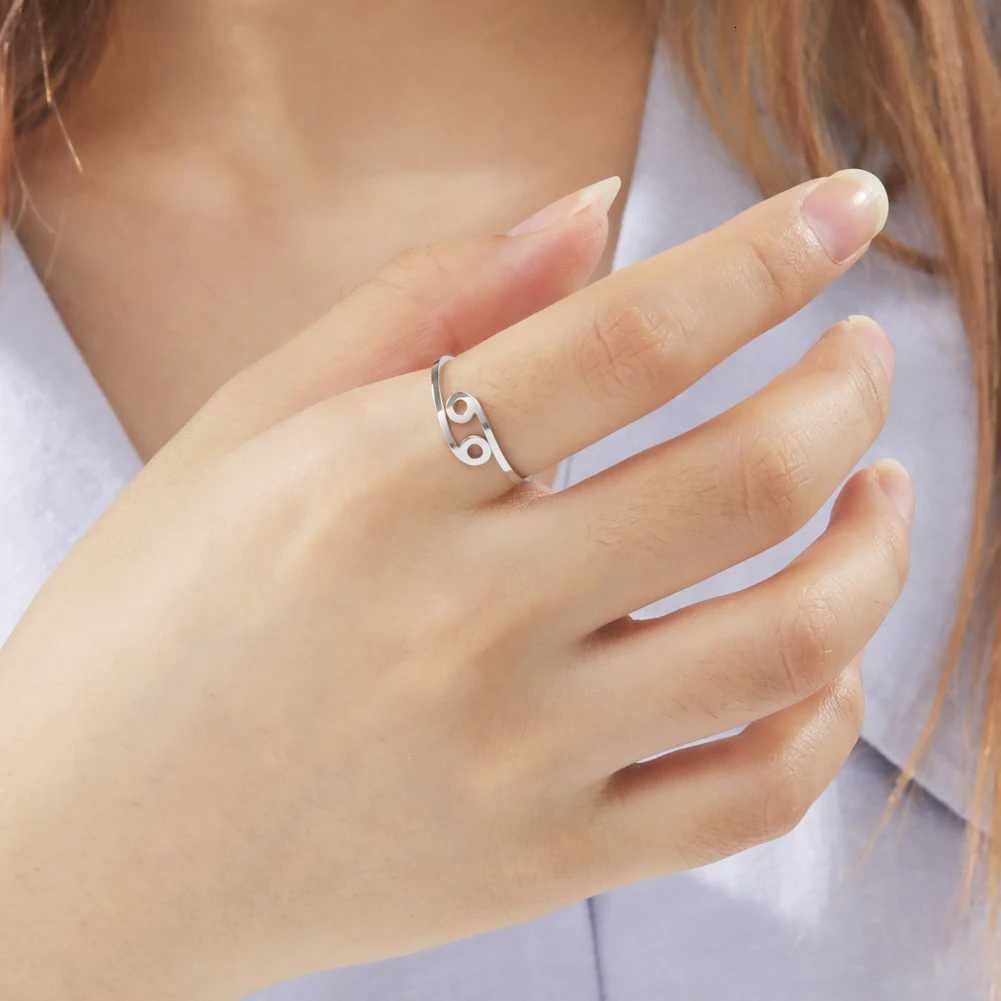 Stainless Steel Zodiac Rings 12 Constellations Open Ring for Women Aries Leo Virgo Gemini Libra Pisces Scorpio Birthday Gifts S250716