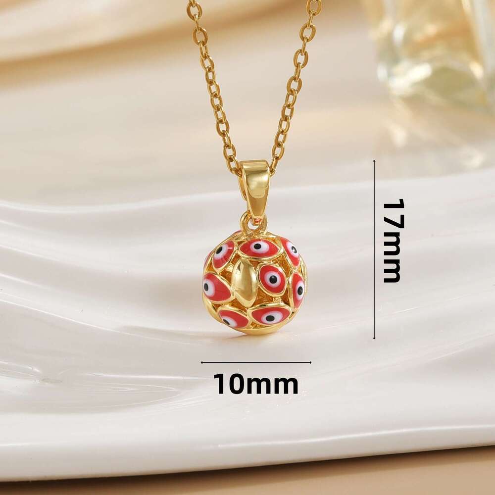 Exaggerated Design Round Ball Demon Necklace For Women Hot-Selling Eye Titanium Steel Collarbone Chain E9a