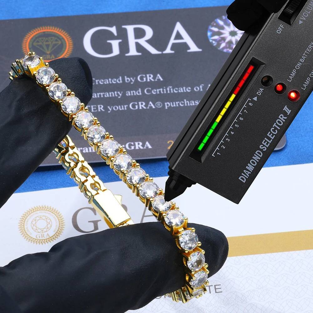3mm 4mm 5mm VVS Moissanite Tennis Chain 925 Sterling Silver with GRA Pass Test Diamond Fine Necklace Jewelry