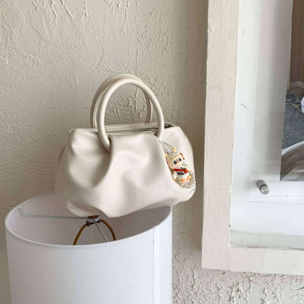 2025 Cloud Shoulder - Korean Style Wrinkled Purse With Ring Handle, Pastel Crossbody Bag For Women
