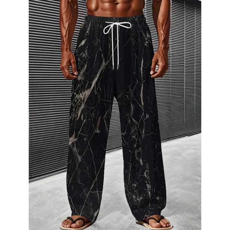 Mens Summer Fashion Casual Pants Lightweight Comfortable Solid Color With Stylish Print Drawstring For Sports And Casual Wear y250716