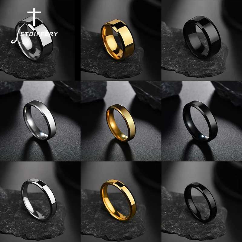 Letdiffery Simple Smooth 4/6/8mm Couple Rings Stainless Steel for Women Men Lovers Rings Jewelry Gifts Dropshipping S250716