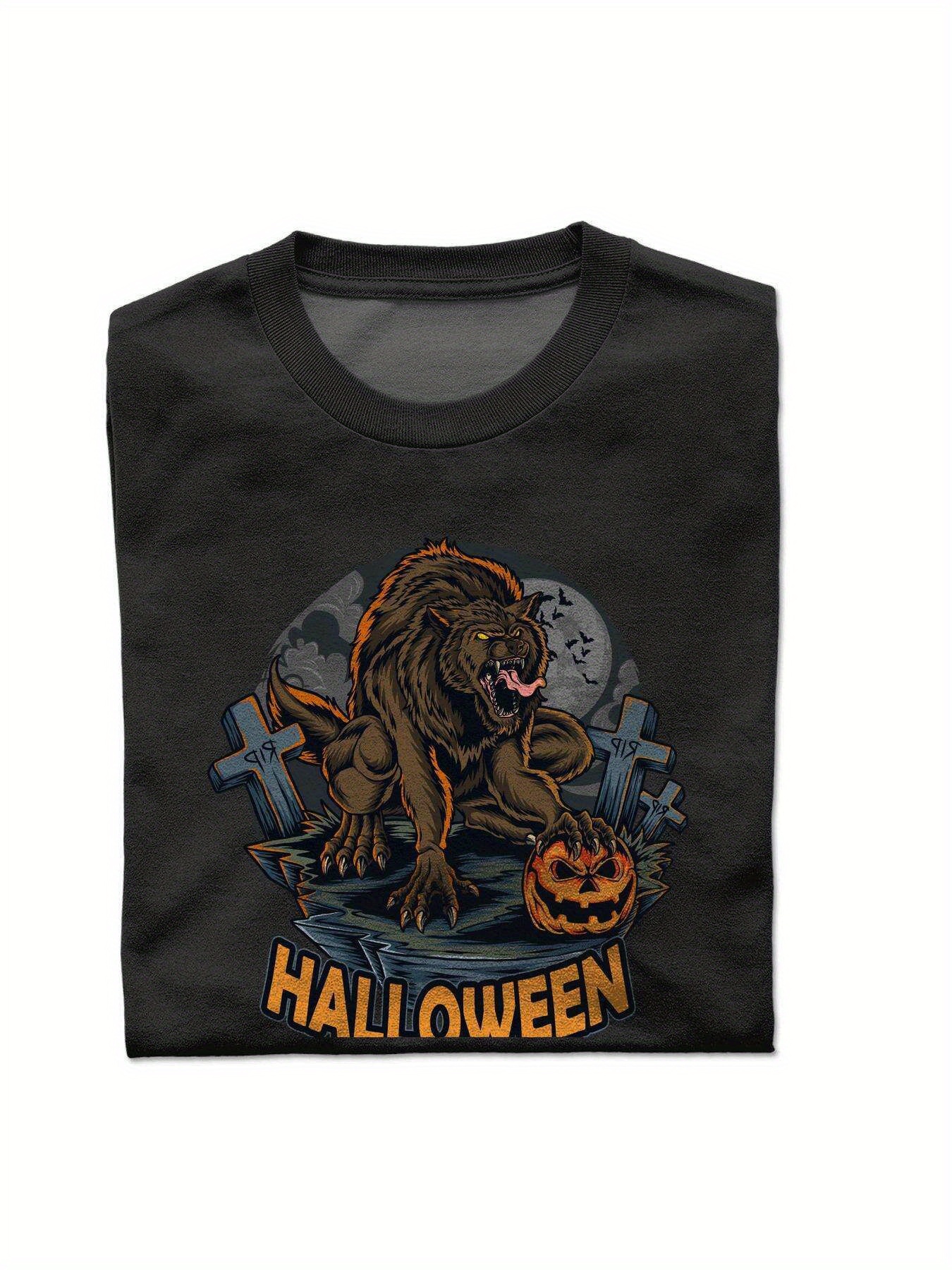 VogueEpoch Round collar 180g Cotton T Shirts Men S-3XL Adult White Short sleeve Graphics black Halloween Wed 3f