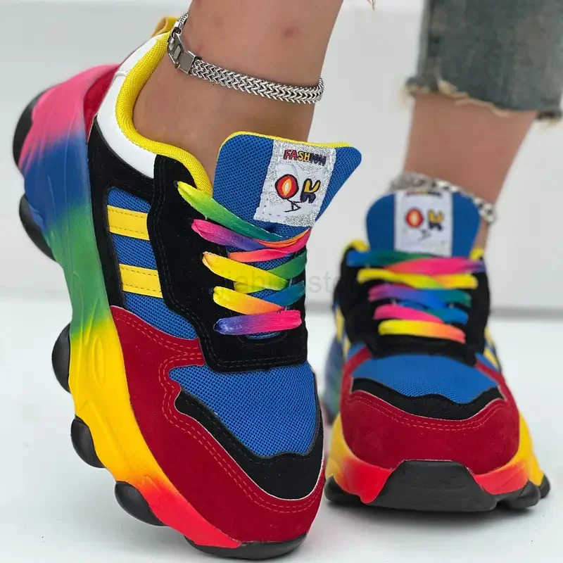Women Sneakers Fashion Running Colorful Casual Sneakers Women Comfort Lace Up Outdoor Platform Shoes for Women Womens Shoes M250716