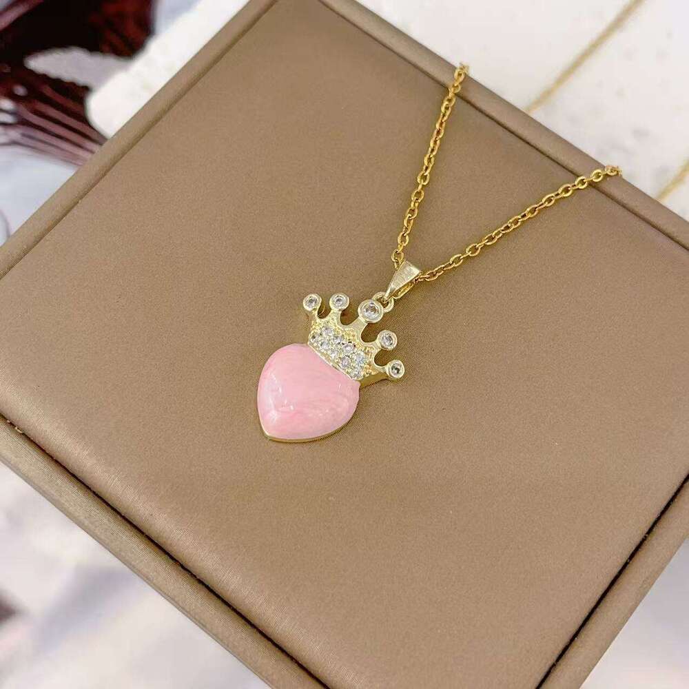 Oil Drip Heart Necklace For Women, Light Niche High-End Feel, Titanium Steel Non-Fading Collarbone Chain 980