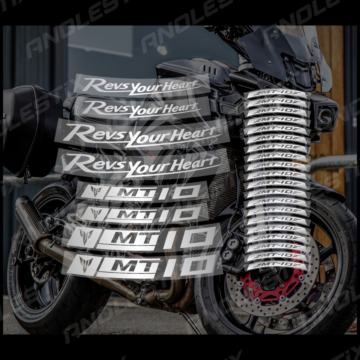 AnoleStix Reflective Motorcycle Wheel Sticker Hub Decal Rim Stripe Tape For YAMAHA MT-10 MT10