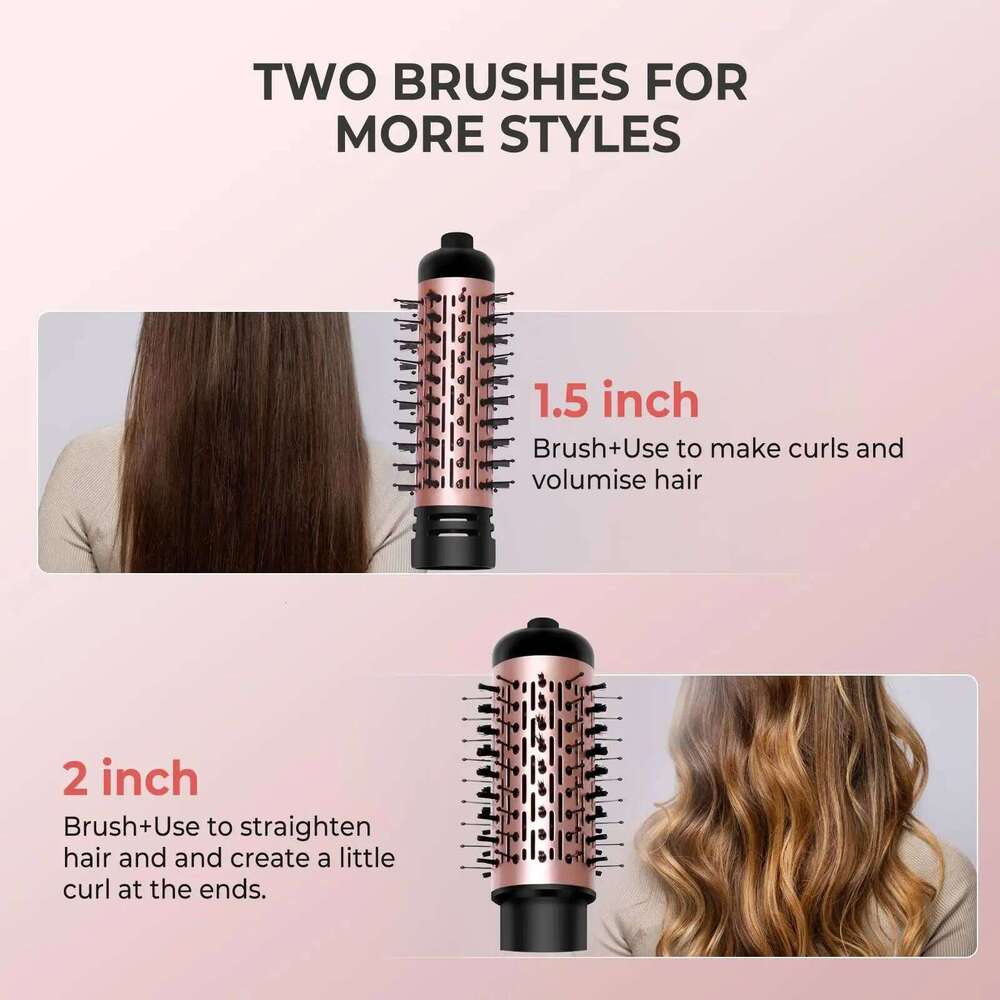 Hair Dryer 3-In-1 Round Spin Set 2 Detachable Auto Rotating Curling Brush Hot Air Styler