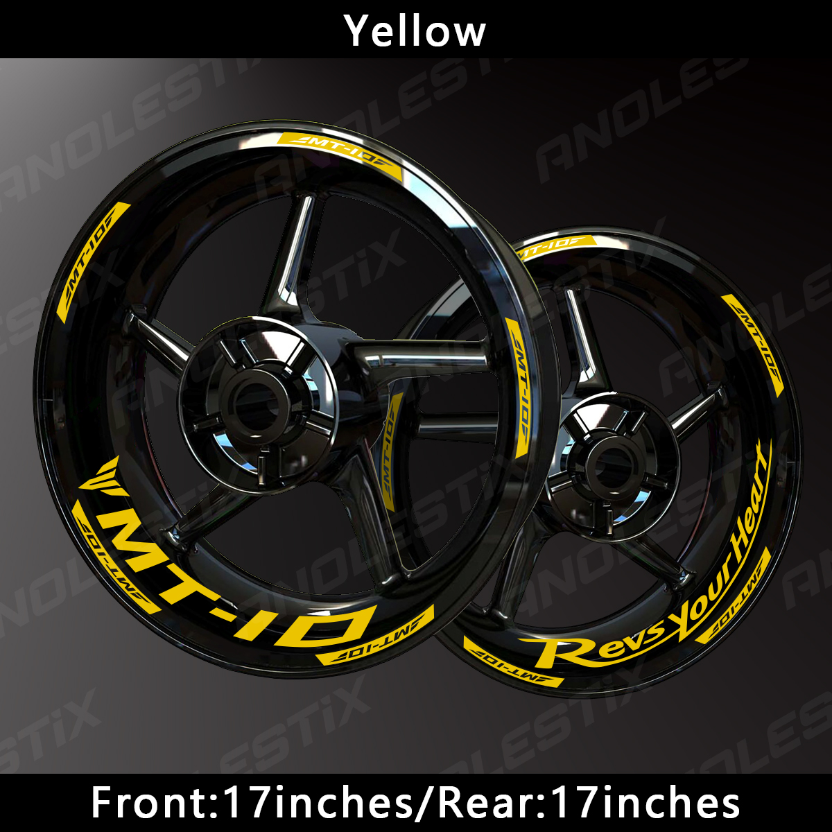 AnoleStix Reflective Stripes for Yamaha MT-10 Motorcycle Wheels - Durable Hub Decals