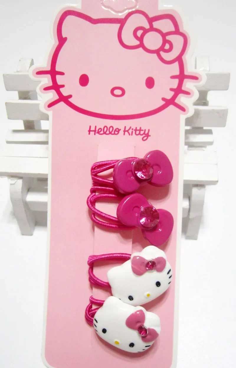 Sanrio New Hello Kitty Hair Clip Childrens Hairpin Cute Bow Side Clip Headdress Rubber Band Jewelry Kid Hair Rope w250716