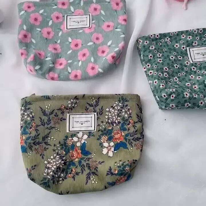 Corduroy Makeup Organizer Clutch Retro Print Cosmetic Bag Wash Women Travel Make Up Pouch Beauty Toilet Storage Cases X250716
