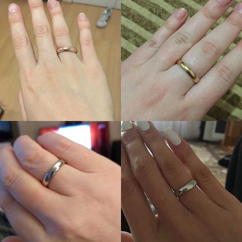 Letdiffery Simple 2/4/6/8mm Stainless Steel Wedding Rings Golden Smooth Women Men Couple Ring Fashion Jewelry S250716