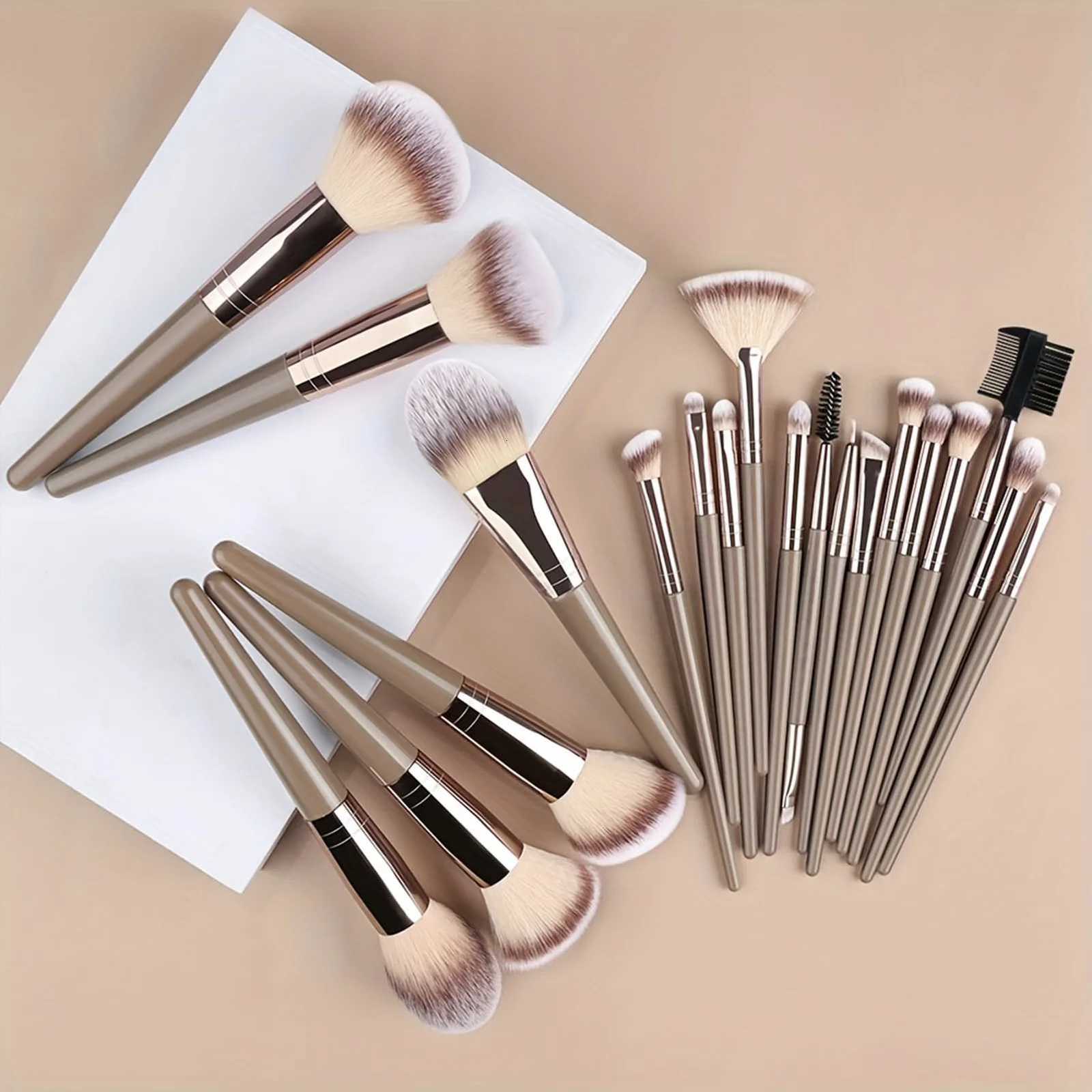 15/20pcs Beauty Makeup Brushes Set with Plastic Handle Soft Fiber Makeup Brushes for Daily Professional Makeup Beauty Tools XJ2500716